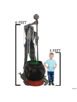 Automate Géant D'Halloween, Cadavre Au Chaudron De 1,8m -Spooky Decor World automate geant d halloween cadavre au chaudron de 18m 1