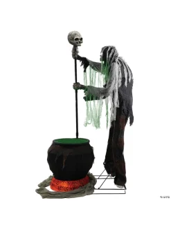 Automate Géant D'Halloween, Cadavre Au Chaudron De 1,8m -Spooky Decor World automate geant d halloween cadavre au chaudron de 18m 2