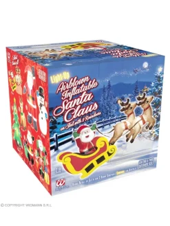 WIDMANN Décoration Père Noël Sur Son Traineau Avec 2 Rennes. Gonflable Et Lumineux De 2,10 M -Spooky Decor World decoration pere noel sur son traineau avec 2 rennes gonflable et lumineux de 210 m 2