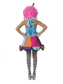 Déguisement Clown Femme (robe, Chapeau, Collerette Et Poignets) -Spooky Decor World deguisement clown femme robe chapeau collerette et poignets 2