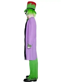 Smiffys Déguisement Clown Méchant Vert Et Violet Homme (haut, Pantalon, Chapeau, Masque, Couvre-chaussures Et Gants) -Spooky Decor World deguisement clown mechant vert et violet homme haut pantalon chapeau masque couvre chaussures et gants 2