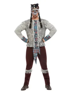 Smiffys Déguisement De Guerrier Indien Sombre, Gris (Haut, Pantalon Et Masque)