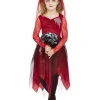 Smiffys Déguisement De Mariée Du Cimetière, Rouge (robe Et Serre-tête à Voile) -Spooky Decor World deguisement de mariee du cimetiere rouge robe et serre tete a voile