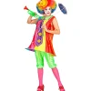 WIDMANN Déguisement Femme Clown Multicolore (robe Avec Cerceau Et Cravate, Pantalon Court) -Spooky Decor World deguisement femme clown multicolore robe avec cerceau et cravate pantalon court