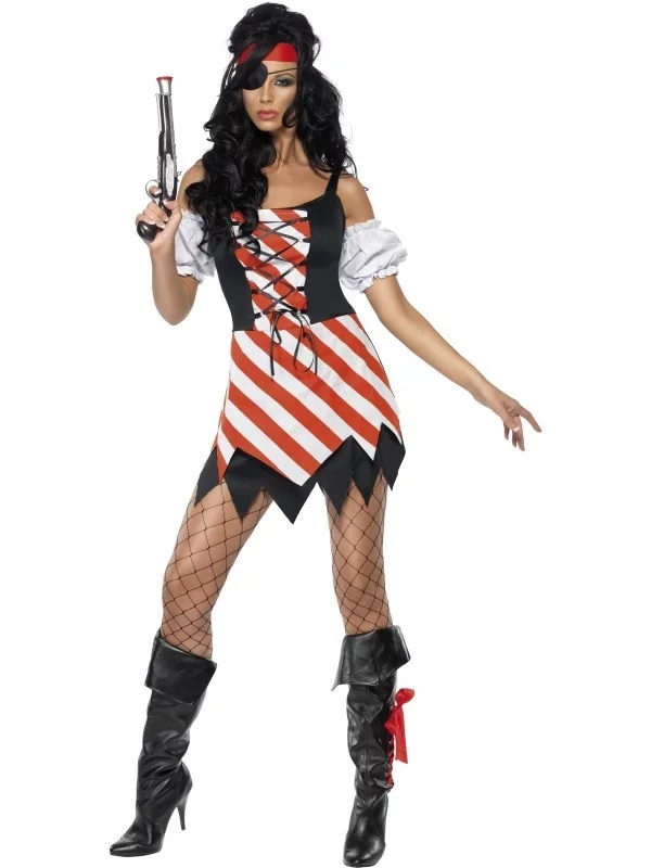 Smiffys Déguisement Femme Pirate Sexy (robe, Manchettes, Cache-oeil Et Foulard) 3 Smiffys Déguisement Femme Pirate Sexy (robe, Manchettes, Cache-oeil Et Foulard)