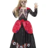 Smiffys Déguisement Fille Dia De Los Muertos (robe Longue Et Serre-tête Avec Fleur Rouge) -Spooky Decor World deguisement fille dia de los muertos robe longue et serre tete avec fleur rouge