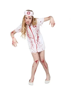 WIDMANN Déguisement Infirmière Zombie Fille (robe Et Coiffe Du 4 Au 13 Ans) -Spooky Decor World deguisement infirmiere zombie fille robe et coiffe du 4 au 13 ans 2