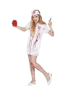 WIDMANN Déguisement Infirmière Zombie Fille (robe Et Coiffe Du 4 Au 13 Ans) -Spooky Decor World deguisement infirmiere zombie fille robe et coiffe du 4 au 13 ans 3