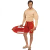 Smiffys Déguisement Maître-nageur Baywatch Rouge Musclé Homme (haut Avec Muscle Pectoraux, Short) -Spooky Decor World deguisement maitre nageur baywatch rouge muscle homme haut avec muscle pectoraux short