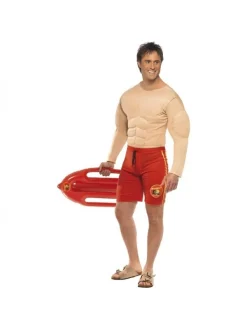Smiffys Déguisement Maître-nageur Baywatch Rouge Musclé Homme (haut Avec Muscle Pectoraux, Short)