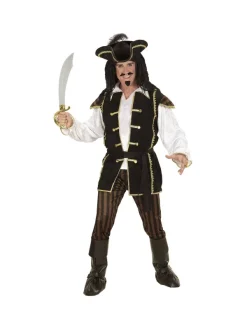 WIDMANN Déguisement Pirate Capitaine Homme (chemise Avec Veston, Pantalon, Ceinture, Chapeau à Plumes, Couvre-bottes) -Spooky Decor World deguisement pirate capitaine homme chemise avec veston pantalon ceinture chapeau a plumes couvre bottes 2