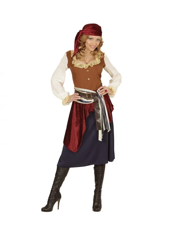WIDMANN Déguisement Pirate Femme, Boucanière Des Caraïbes (robe, Bandeau, Ceinture, Bandana) 4 WIDMANN Déguisement Pirate Femme, Boucanière Des Caraïbes (robe, Bandeau, Ceinture, Bandana) – Image 2