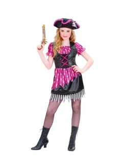 Spooky Decor World -Spooky Decor World deguisement pirate fille rose et noir robe et tricorne 1