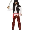 WIDMANN Déguisement Pirate Homme (chemise Avec Veston, Pantalon Rayé Rouge, Ceinture, Bandeau) -Spooky Decor World deguisement pirate homme chemise avec veston pantalon raye rouge ceinture bandeau