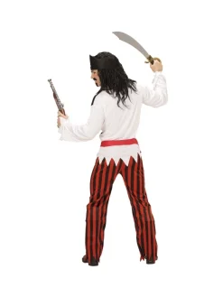 WIDMANN Déguisement Pirate Homme (chemise Avec Veston, Pantalon Rayé Rouge, Ceinture, Bandeau) -Spooky Decor World deguisement pirate homme chemise avec veston pantalon raye rouge ceinture bandeau 2