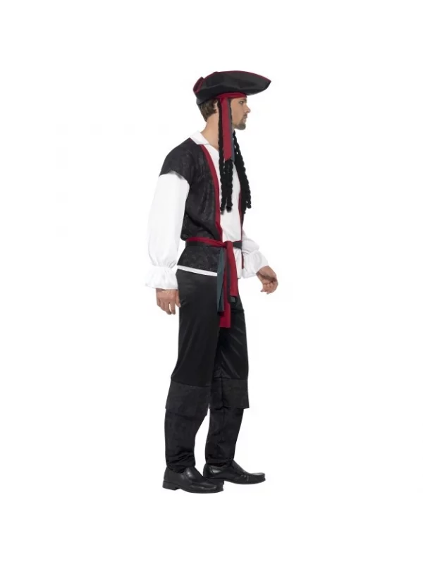 Smiffys Déguisement Pirate Homme Noir ( Haut, Pantalon, Ceinture Et Tricorne Avec Cheveux) 4 Smiffys Déguisement Pirate Homme Noir ( Haut, Pantalon, Ceinture Et Tricorne Avec Cheveux) – Image 2