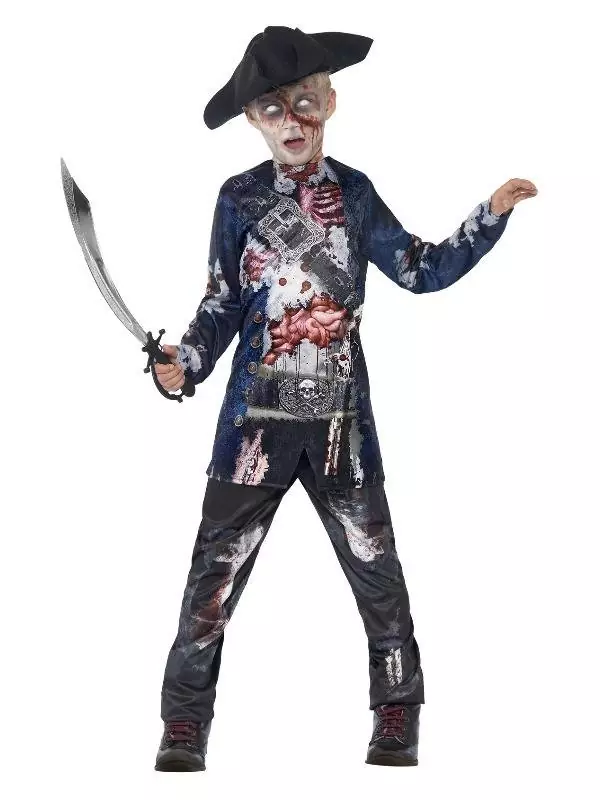 Smiffys Déguisement Pirate Zombie Luxe, Garçon (haut, Pantalon, Tricorne) 3 Smiffys Déguisement Pirate Zombie Luxe, Garçon (haut, Pantalon, Tricorne)