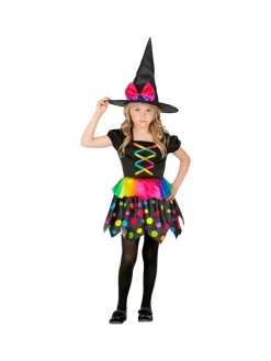 WIDMANN Déguisement Sorcière Fille Noir Et Fluo (robe Et Chapeau) -Spooky Decor World deguisement sorciere fille noir et fluo robe et chapeau 2