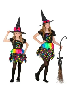 WIDMANN Déguisement Sorcière Fille Noir Et Fluo (robe Et Chapeau)