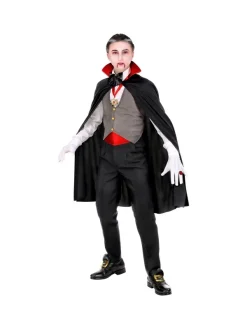 WIDMANN Déguisement Vampire Homme (gilet, Ceinture, Noeud Papillon, Collier Avec Médaillon, Gants, Cape) -Spooky Decor World deguisement vampire homme gilet ceinture noeud papillon collier avec medaillon gants cape 2