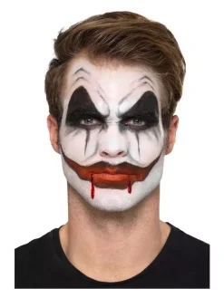 Smiffys Maquillage à L'eau Clown Sanguinaire (3 Couleurs, Faux Sang, Nez, Dents, éponge, Brosse) -Spooky Decor World maquillage a l eau clown sanguinaire 3 couleurs faux sang nez dents eponge brosse 1