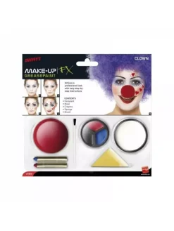Smiffys Set Maquillage Clown (maquillage Visage, Nez Rouge, Crayons Et éponge) -Spooky Decor World set maquillage clown maquillage visage nez rouge crayons et eponge 4